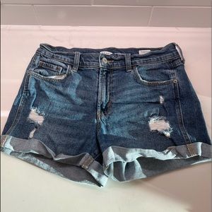 Mid-Rise Boyfriend Ripped Jean Shorts for Women 3-inch inseam